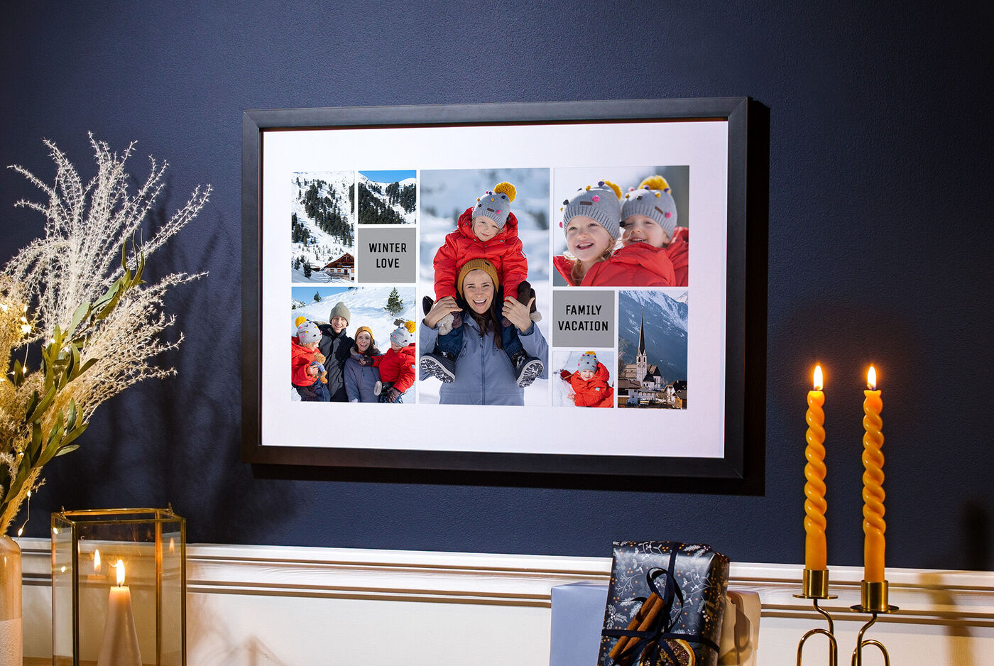 Familiencollage mit Urlaubsfotos in einem schönen Rahmen